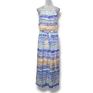 Ann Taylor Petite Maxi Dress Silk Cotton Belted Lined Size 14P NWT